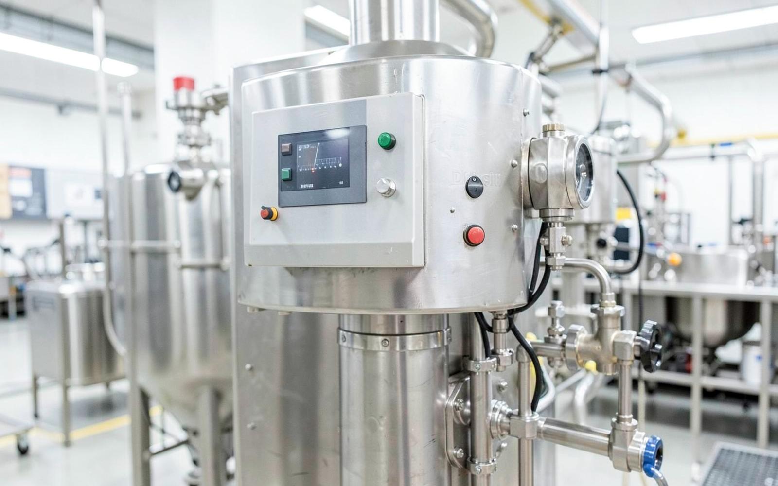 Stainless steel food processing machine with control panel