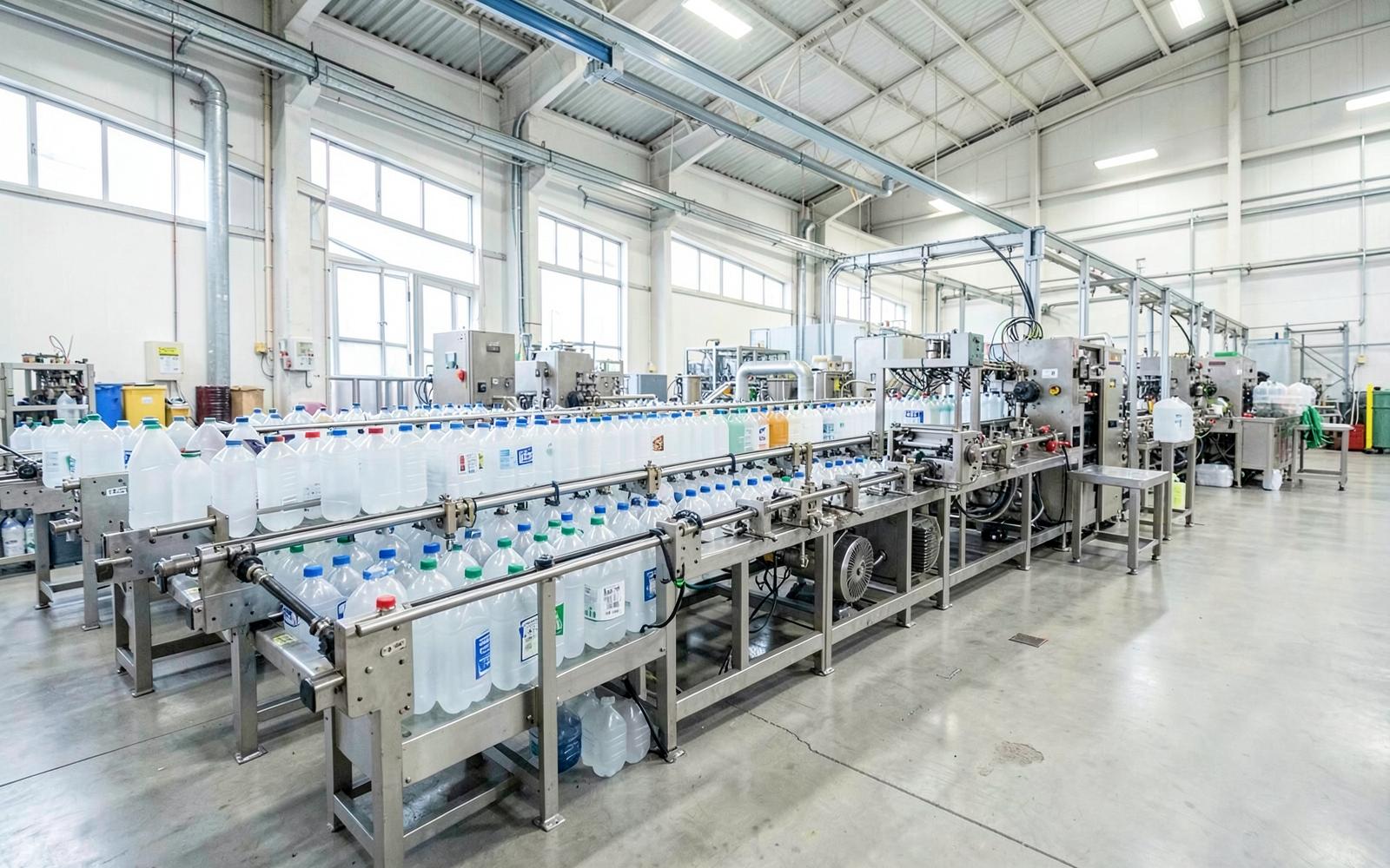 Shared industrial filling and capping production line
